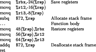 \begin{figure}\begin{center}
%%\begin{tabular}{\vert llll\vert}
\begin{tabular...
...ack frame\\
&ret & &\\
%%\cline{1-4}
\end{tabular} \end{center}\end{figure}